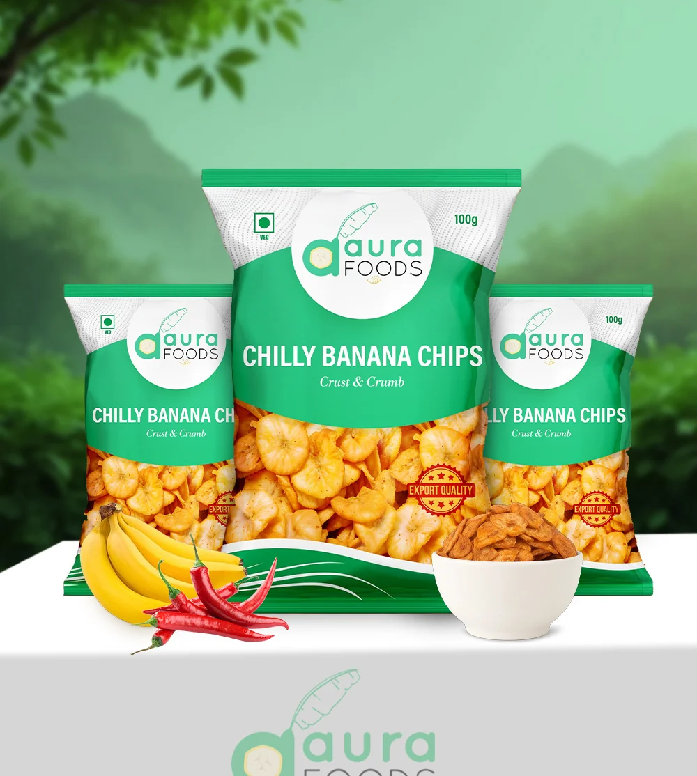 Banana chips manufacturer in Kerala preparing thin sliced chips
